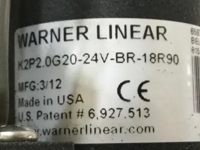 Used WARNER LINEAR K2P2.0G20-24V-BR-18R90 Rotary Actuators | Ideal Machinery #621444