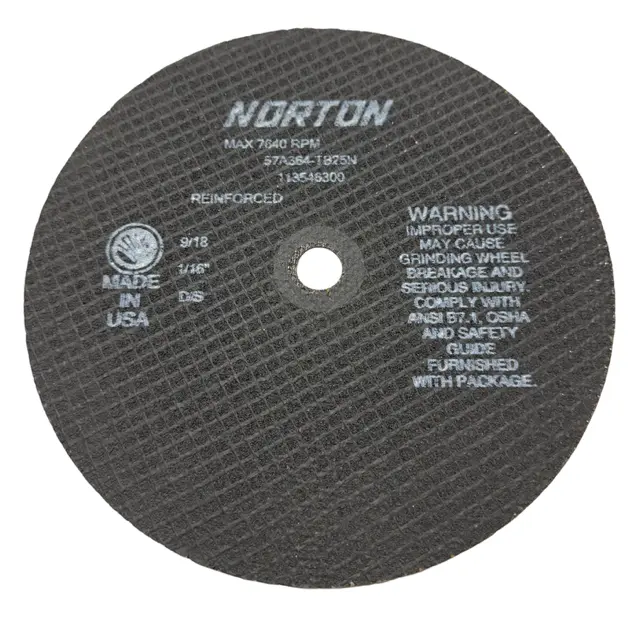 Norton 8" x 1/16" x 5/8" Toolroom Cut-Off Wheel 36 Grit Aluminum Oxide