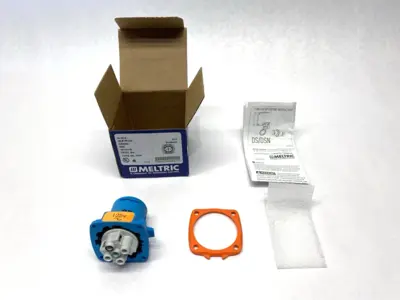 USED MELTRIC MALE INLET PLUG DSN20 1P+N+G TYPE 4X & IP69 .75HP 125VAC 20A