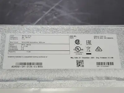 NEW 2021 ABB ACH550-UH-017A-6+B055
