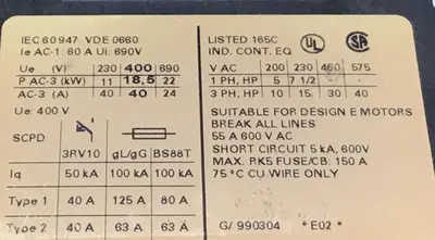 Used SIEMENS 3RT1035-1AK60 PLC Contactors | Ideal Machinery #620669