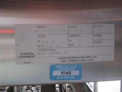 USED ERIEZ N4X-8FT-2D/115