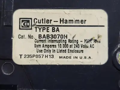 Used CUTLER-HAMMER BAB3070H Switchgears British Columbia CA | Lenmark #327908