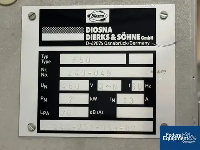 USED DIOSNA 50 Liter Diosna High Shear Mixer, S/S, Model P50