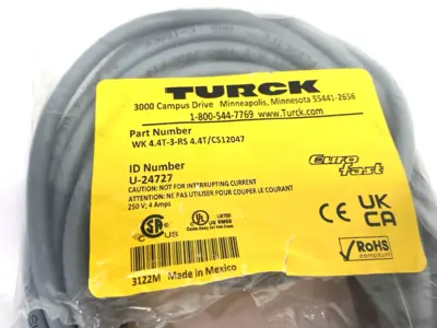 New | in-Stock Turck Eurofast Double-Ended Connection Cable U-24727 Cable & Wire Michigan US | Maverick Industrial Sales #1390578