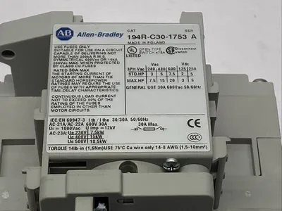 194R-C30-1753 | Allen Bradley  Ser A Disconnect Switch 30A 600V w/ 194R-N2 - Used