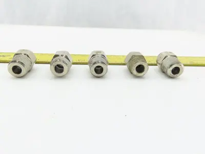Parker 3/8" NPT x 10mm Tube Push To Connect Stainless Steel Male Fitting Lot/ 5