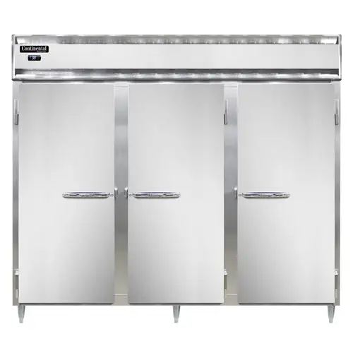 Continental D3RENSS 85 1/2" Three Section Reach In Refrigerator, (3) Left/right Hinge Solid Doors, Top Compressor, 115v
