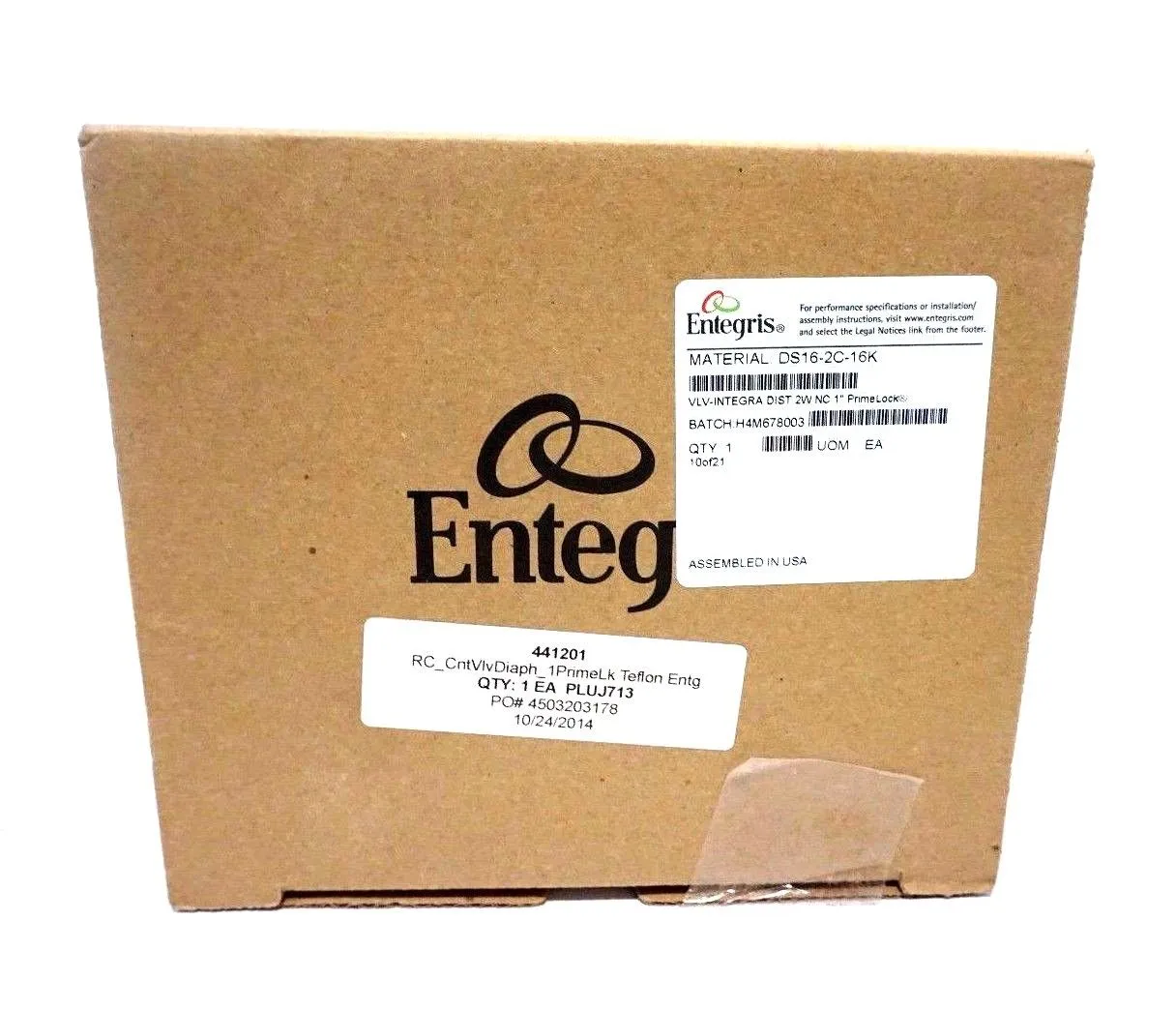 NEW ENTEGRIS DS16-2C-16K VALVE 1" DS162C16K
