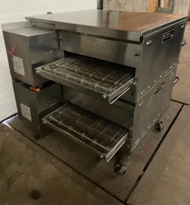 182-0185 Middleby Marshall PS638G Double-stack Gas Conveyor Ovens on Casters