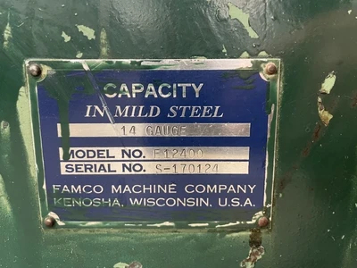 48" Famco Shear, 14 Gauge, Model E12400, S/N S-170124