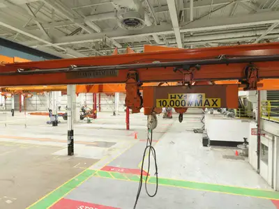 Cleveland Tramrail P&H 5 Ton Double Girder Underhung Bridge Crane 21' 8" Span