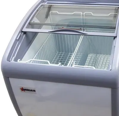 26″ Ice Cream Display Chest Freezer with Curved Glass Top, 5.6 cu.ft. Capacity – 110 V, 345 W