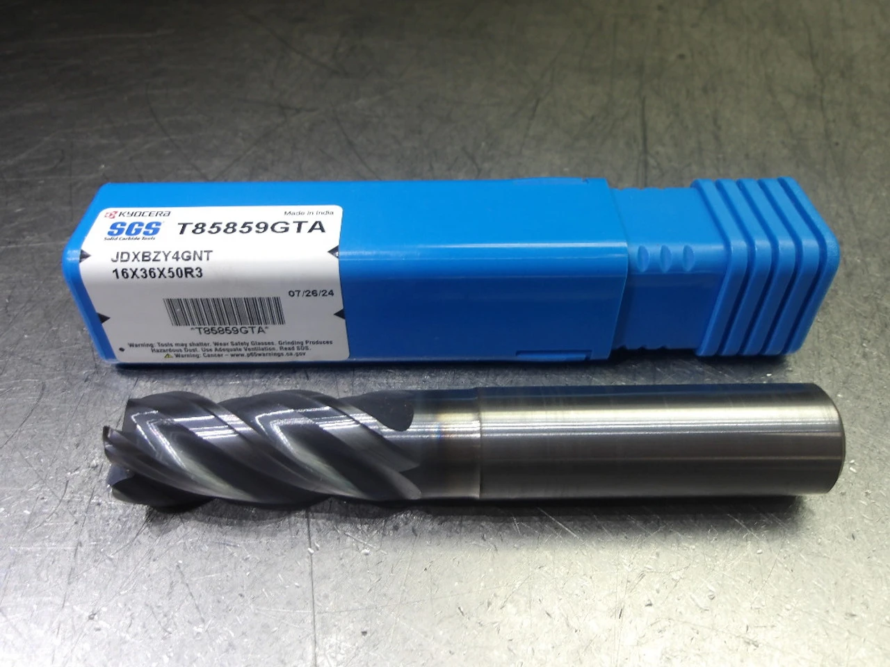 Kyocera/SGS 16mm 4 Flute Carbide CR Coolant Thru Endmill 16x36x50R3 (LOC2261)