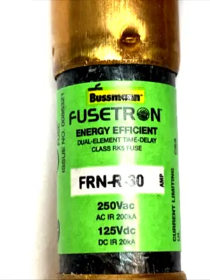 NEW BUSSMANN TIME DELAY FUSE 30A 250V CLASS RK5 DUAL ELEMENT