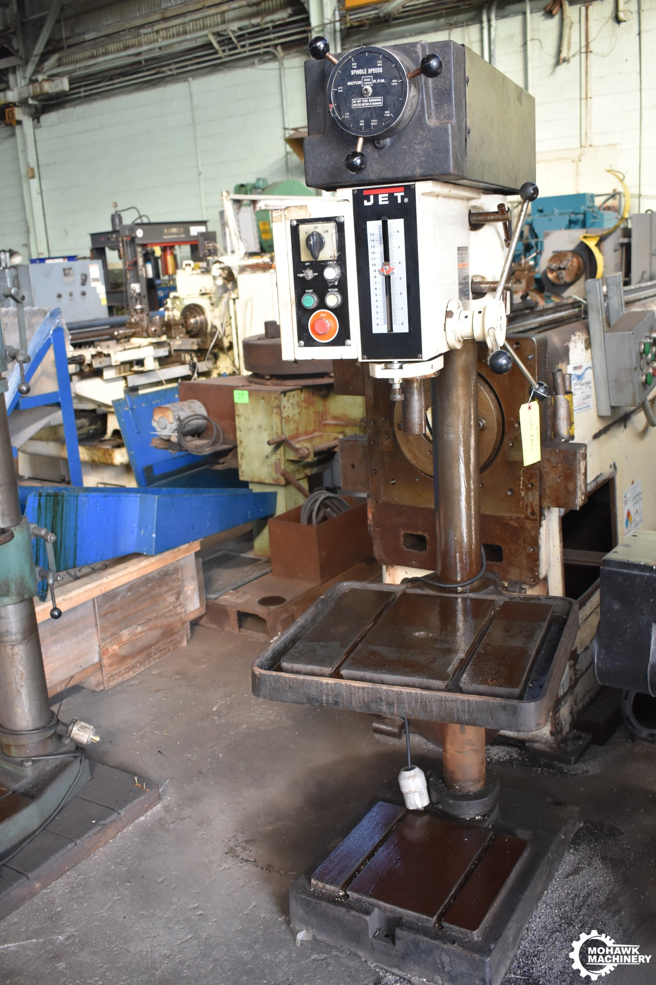 20" JET "JDP-20VS-3" VARIABLE-SPEED FLOOR STANDING DRILL PRESS w/MANUAL DOWN FEED - 2/1 HP MOTOR