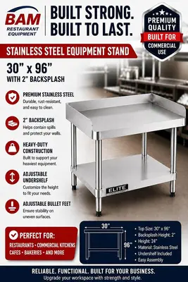 30'x 96' Stainless Steel Equipment Stand with Galvanized Undershelf