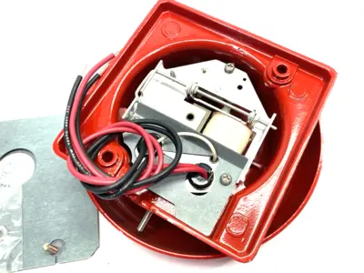 USED EDWARDS SIGNALING FIREBELL FIRE ALARM BELL, VIBRATING, RED, 6" DIA.