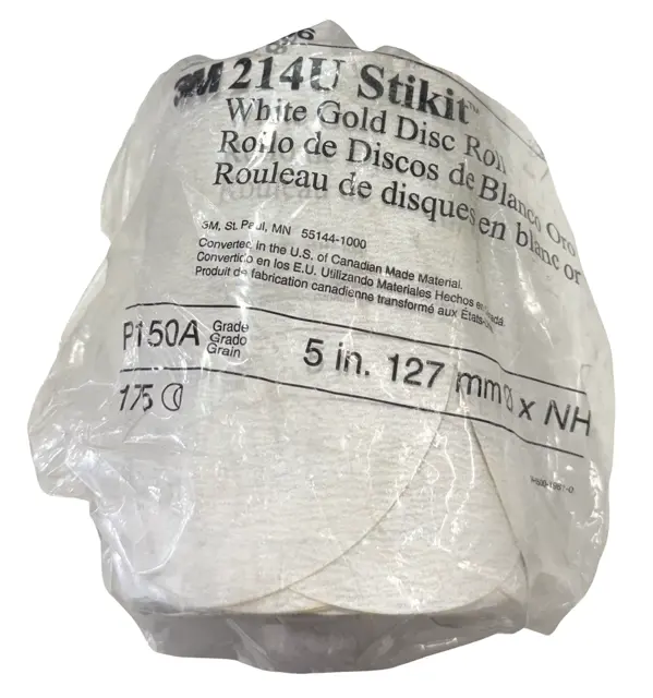 3M 5" Stikit White Gold Sanding Disc Roll 214U Aluminum Oxide 150 Grit 1 Roll