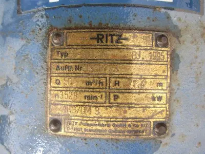 Pump, Centrif., 18 kW, C/st, Ritz, Mdl 50-200.1NF (2) #S739828