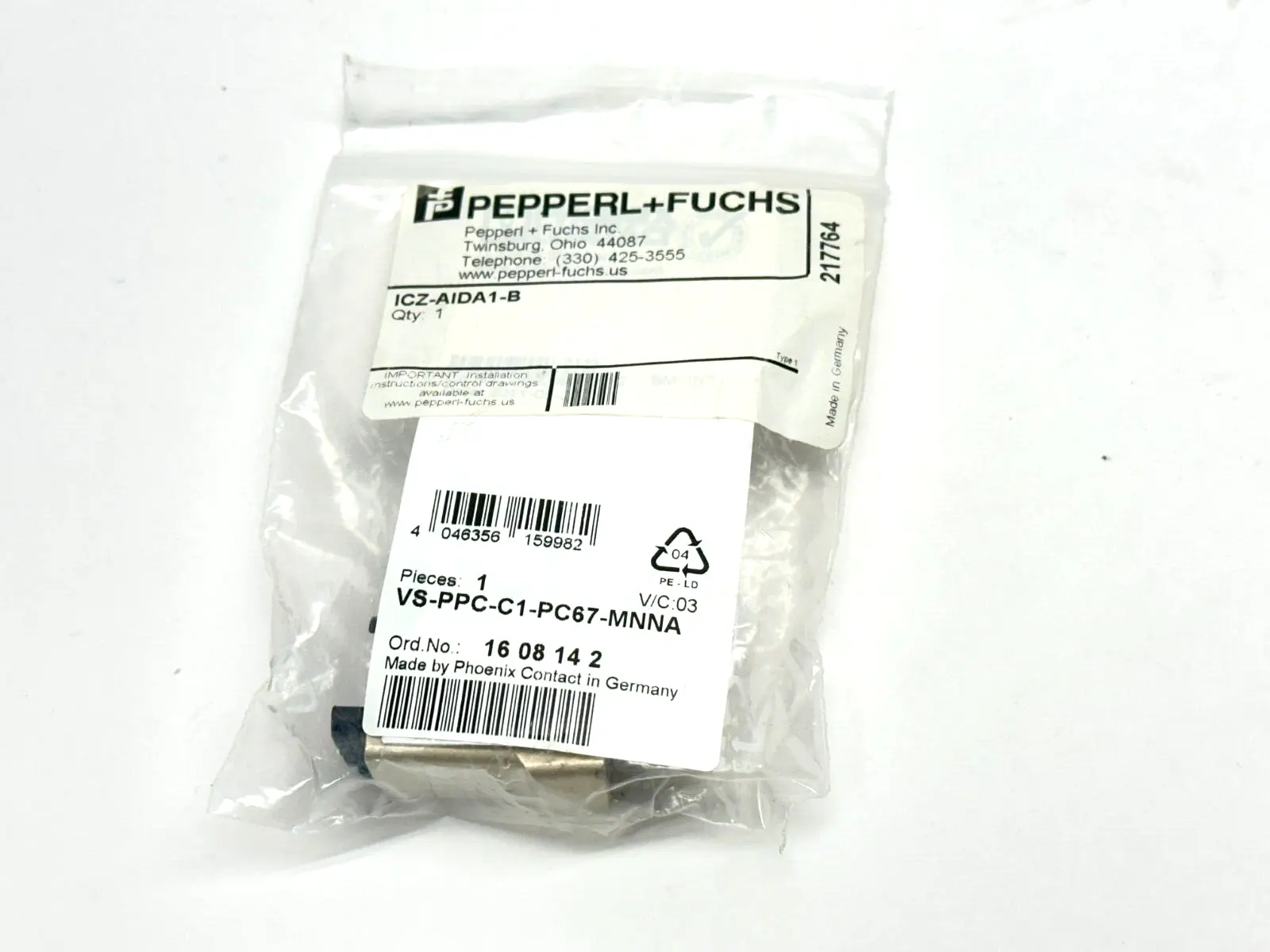 Used Pepperl+Fuchs ICZ-AIDA1-B Connector Accessories Michigan US | Maverick Industrial Sales #1495906