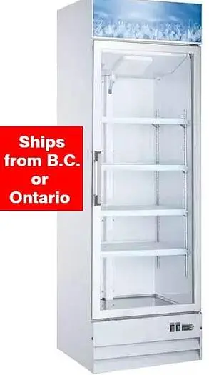 27" Single Door Swing Glass Freezer - White 13 cu. ft.