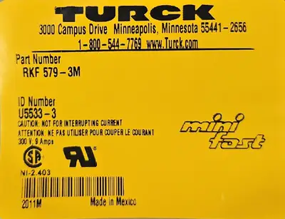 USED TURCK TURCK RKF 579-3M