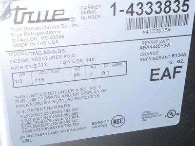72-0455 True TMC58SSS Self Contained Chest Cooler