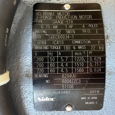 USED Nidec UAAGE-5TX