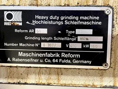 30" X 20' (240") TRAVEL REFORM MODEL #AR-61 VERTICAL HEAD SURFACE GRINDER: STOCK #21881