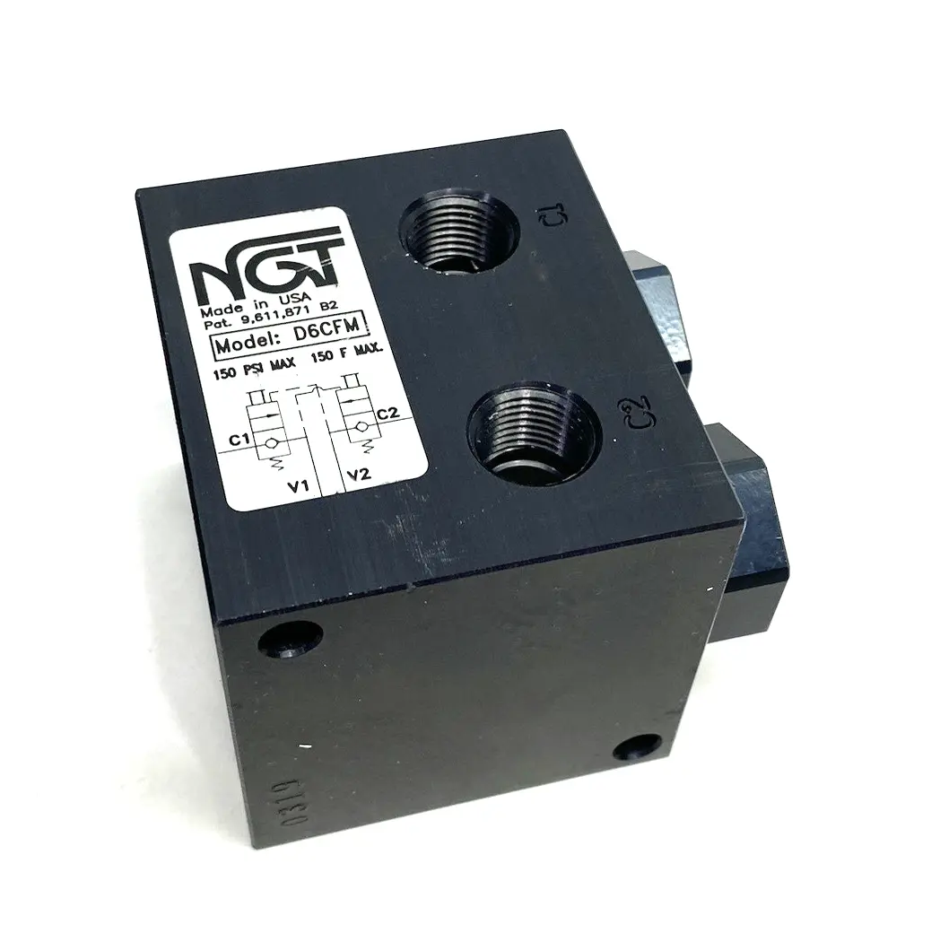 USED NGT DUAL PILOT OPERATED CHECK VALVE, FLUSH MANUAL RELEASE, 150PSI MAX