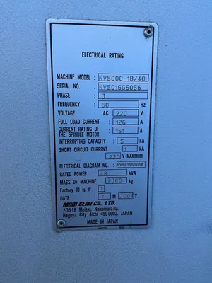 Used 2007 MORI SEIKI CO NV5000 1B/40 Vertical Machining Centers Ohio US | HGR 24 #1148158