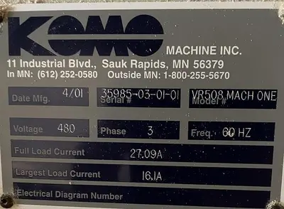 KOMO VR-508 MACH ONE 5′ x 8′ MOVING TABLE 3-AXIS CNC ROUTER