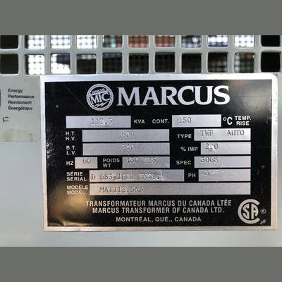 112.5kVA Marcus Transformer
