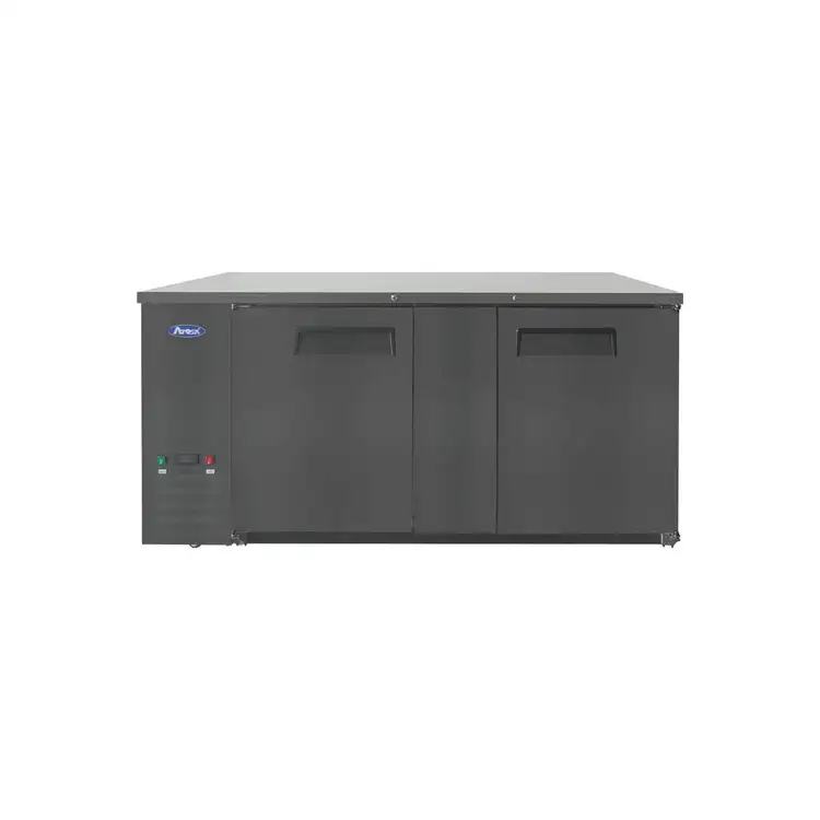New | in-Stock Atosa New Atosa SBB69GRAUS2 69" Back Bar Cooler Shallow Depth - Black Bottle Coolers Illinois US | Falcon Restaurant Supply #1375384
