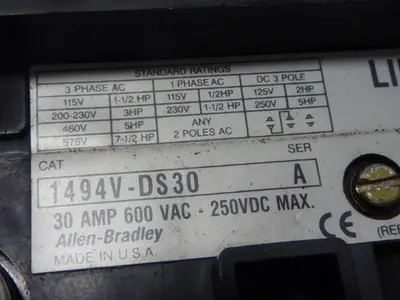 USED ALLEN BRADLEY 1494V-DS30 SER A