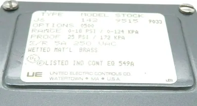 NEW UNITED ELECTRIC J6-142-9515 PRESSURE SWITCH J61429515