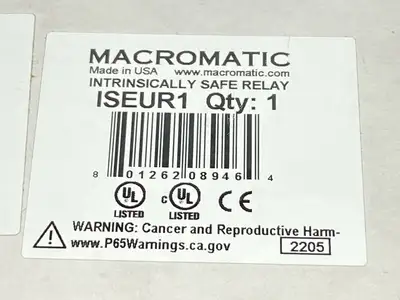 ISEUR1 | Macromatic  ISE Series Intrinsically Safe Relay 102-132VAC / 10-125VDC - New