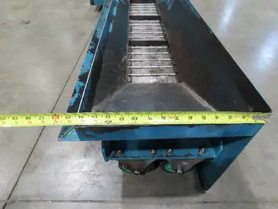 Tsubaki CNC Chip Conveyor 84" Infeed 44" Discharge 220V 3PH w/Coolant Tank Pump