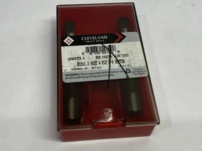 USED CLEVELAND TWIST DRILL STRAIT FLUTE HAND TAP M16X1.5 HSGT 4-FLUTE D-6 BOTTOM