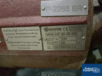 Used Richter 10 HP Richter Centrifugal Pump, Model MNK-X/F 80-50-250, C/S Pumps Ohio US | Federal Equipment Company #1337717