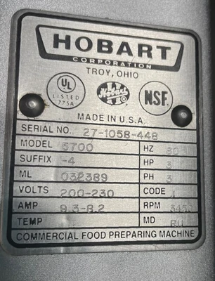 72-0327 Hobart 5700 Slant Meat Saw