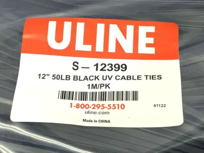 New | in-Stock Uline Black UV Stabilized Nylon Cable Ties 12" Length PACKAGE OF 1000 Misc Fasteners Michigan US | Maverick Industrial Sales #1397245