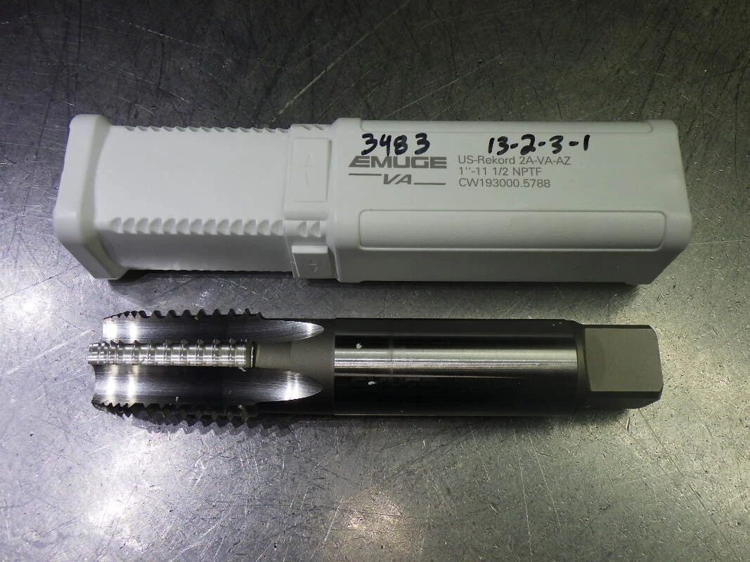 Emuge 1-11-1/2 5 Flute HSS-E Taper Pipe Taper .8429" Shank CW193000.5788 (LOC1401A)
