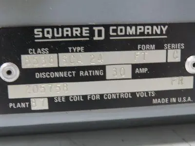 Square D 8538SCA24FT Fusible Combination Starter 193-EEDB Heater Size 0 30A 3PH