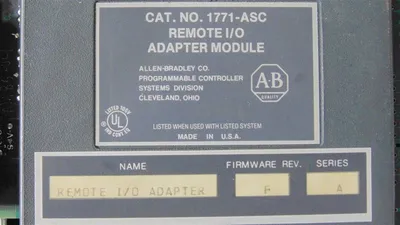 Allen Bradley 1771-ASC/A PLC-5 Remote I/O Adapter Module F/W Rev F No Block Used