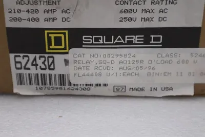 NEW SCHNEIDER ELECTRIC 9055 AO-125R/ 9055A0125R CURRENT RELAY MAGNETIC #G552A
