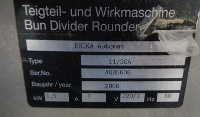 Used 2006 ERIKA RECORD 11/30A Dough Dividers California US | BakeryEquipment.com #1554728