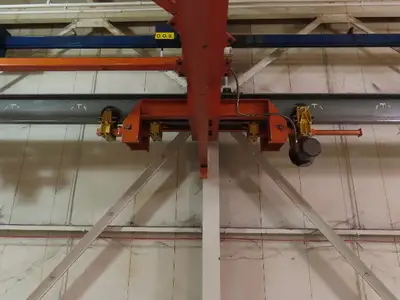 Cleveland Tramrail P&H 15 Ton Double Girder Underhung Bridge Crane 34' 10" Span