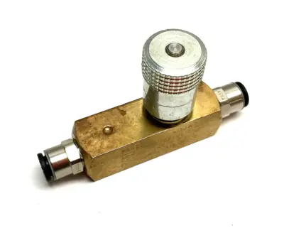 F200B | Parker  Colorflow Inline Flow Control Valve, Brass Body, 1/8" Conn. - Used